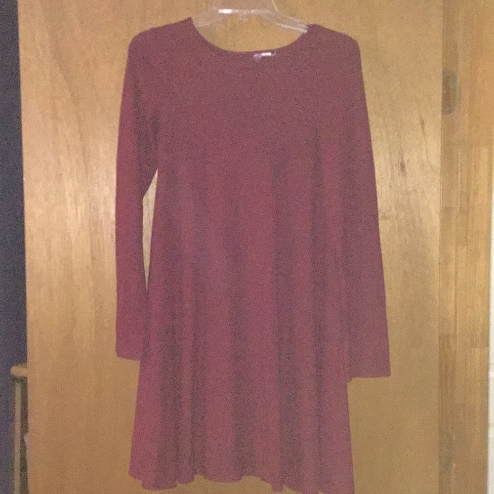 knee length red sweater dress